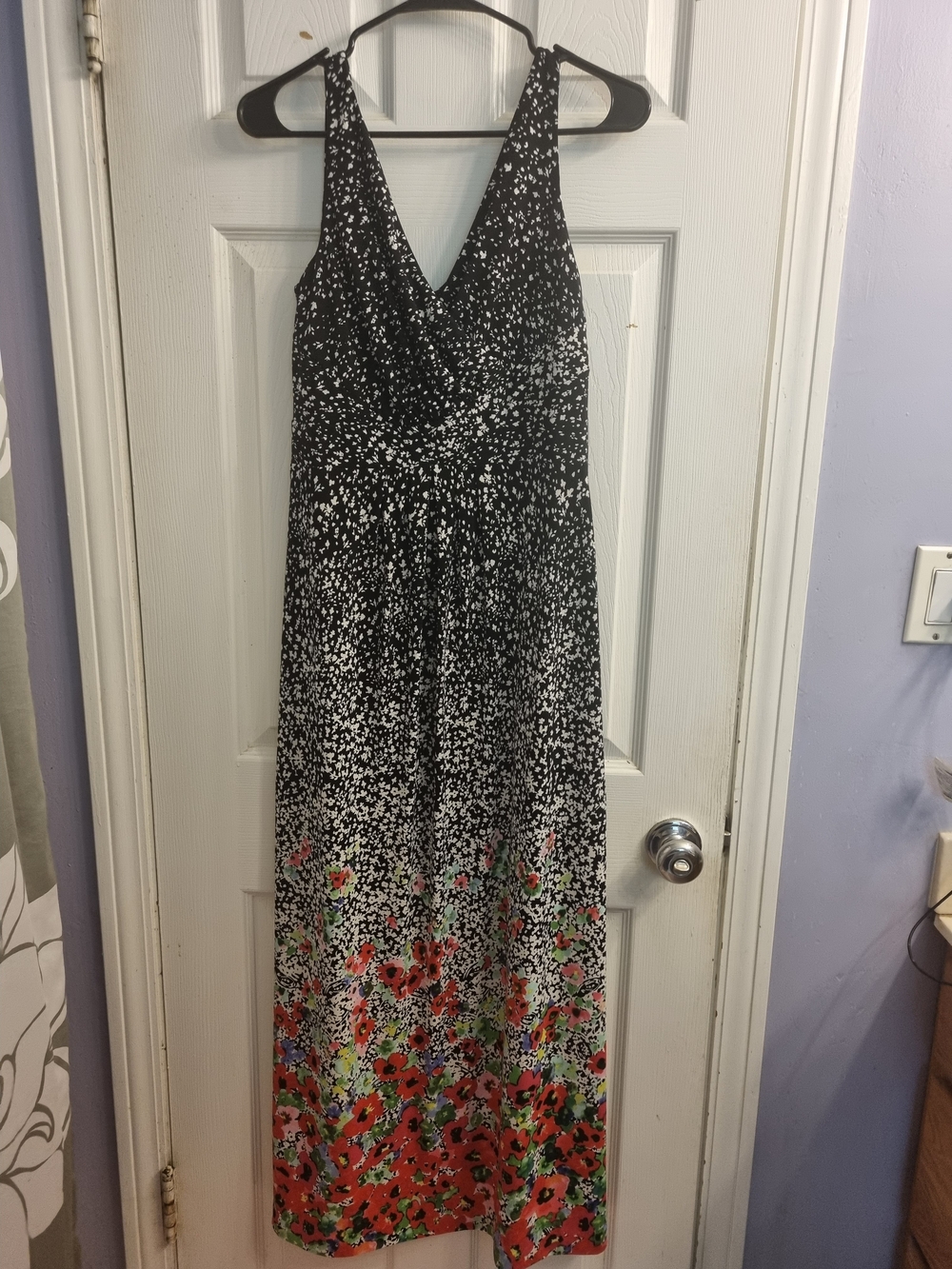 Black & White Floral Ombre Maxi Dress